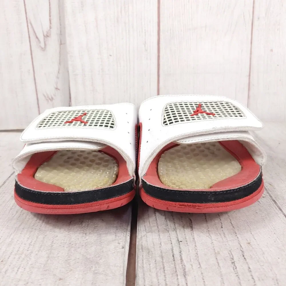 Jordan Hydro 4 Retro White Fire Red SLIDES Sandals - MEN’S SIZE 9 - Flip-flops